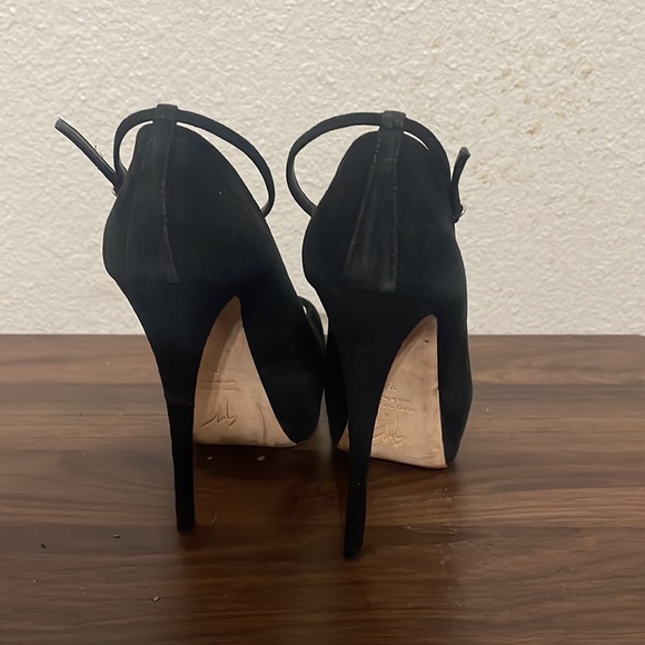 Giuseppe Zanotti Black Suede Peep Toe Platform Ankle Strap Pumps Size 35 - Picture 3 of 9